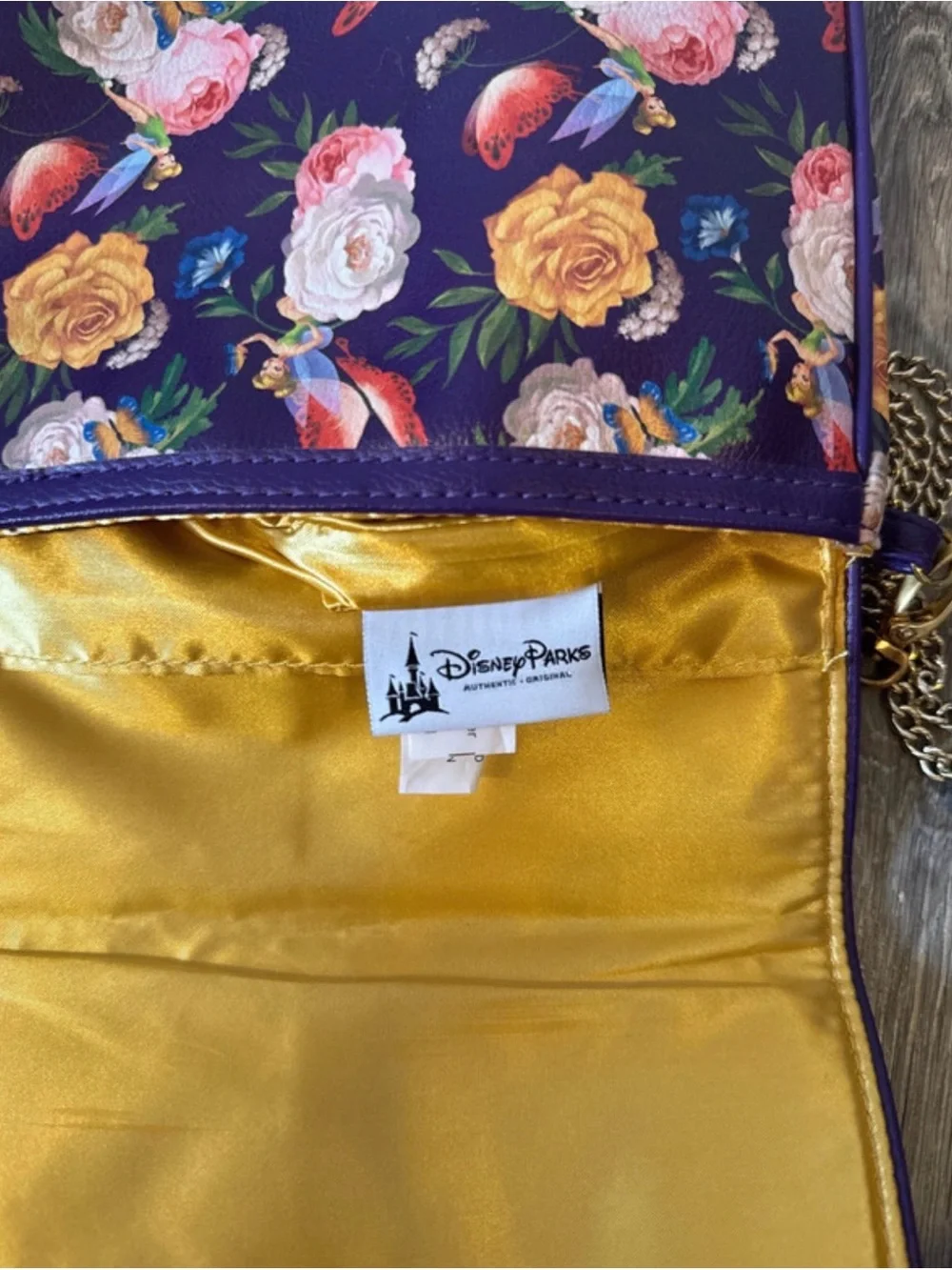 Disney Purple Floral Crossbody with Gold Chain